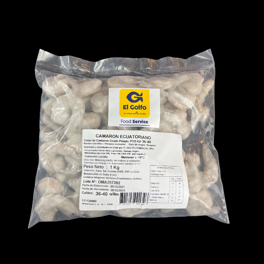 Camarón Crudo sin cáscara 36/40 500gr.