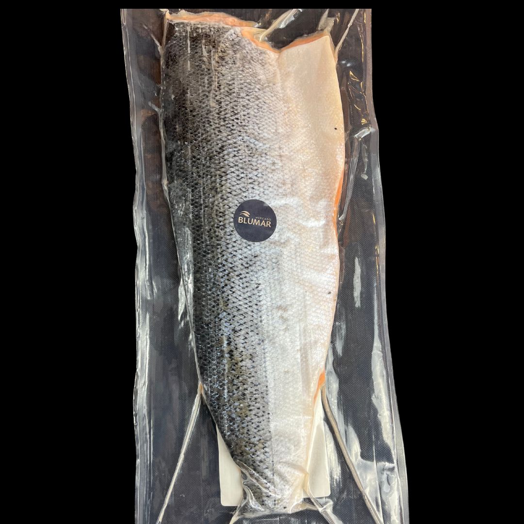 Filete de salmón premium congelado con piel (kg)